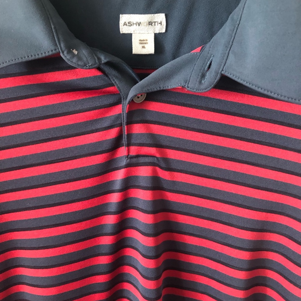 Ashworth xl Striped Polo Shirt - Red and Blue rugby style preppy
